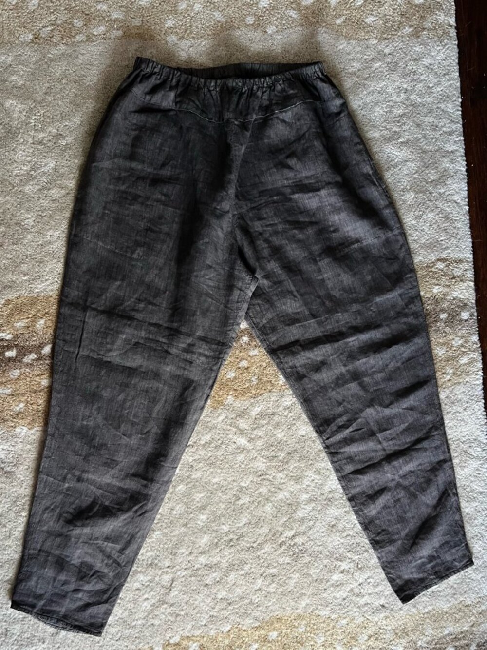 Manuelle Guibal Paris Worker Lytta Pants in Chocolate Brown Linen Size L/XL T4